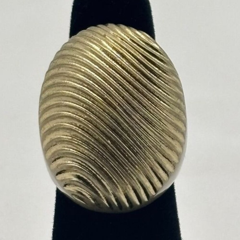 Vintage Kiam Family Large High Dome Textured Brass Ring From 1970s Unisex Signed